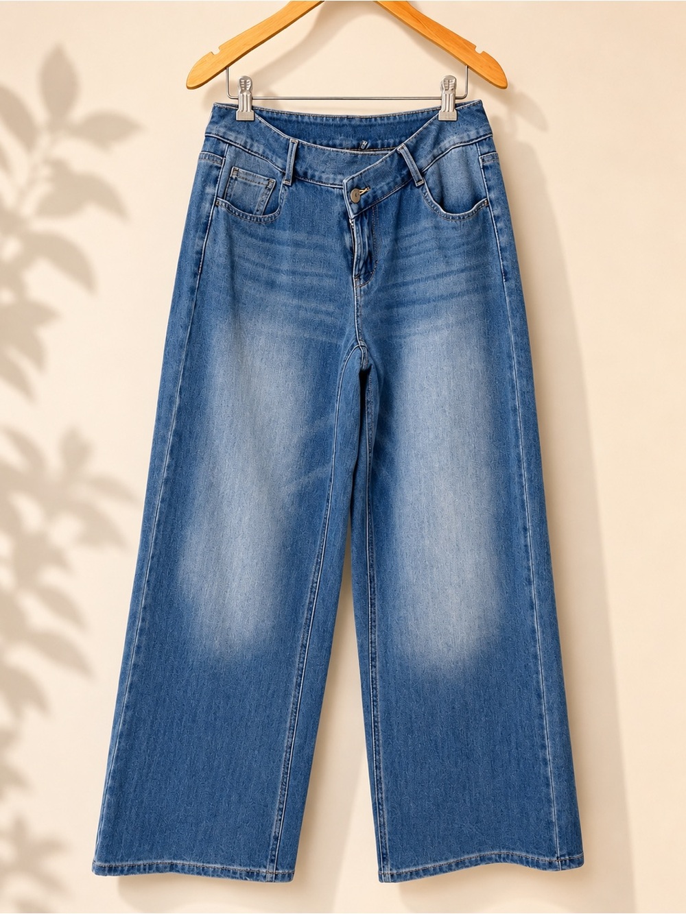 Halara Flex Asymmetrical Low Rise Wide Leg Jeans Light Wash Denim Size S